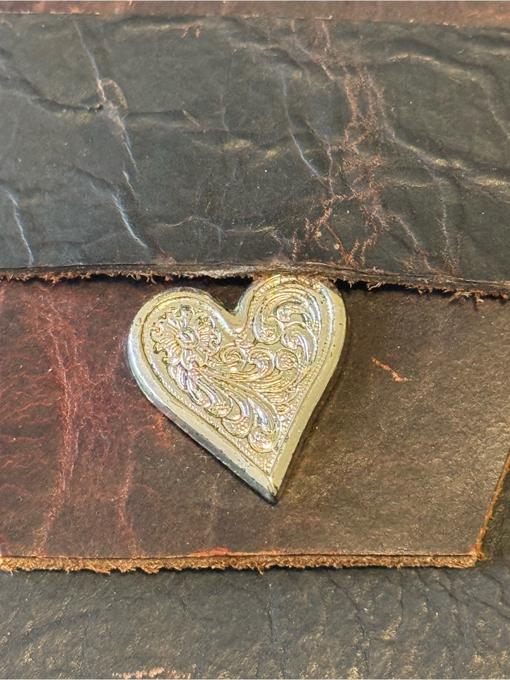 Cold Mountain Craft handmade, leather pouch rustic, whipstitched  w/ heart. - Picture 2 of 8